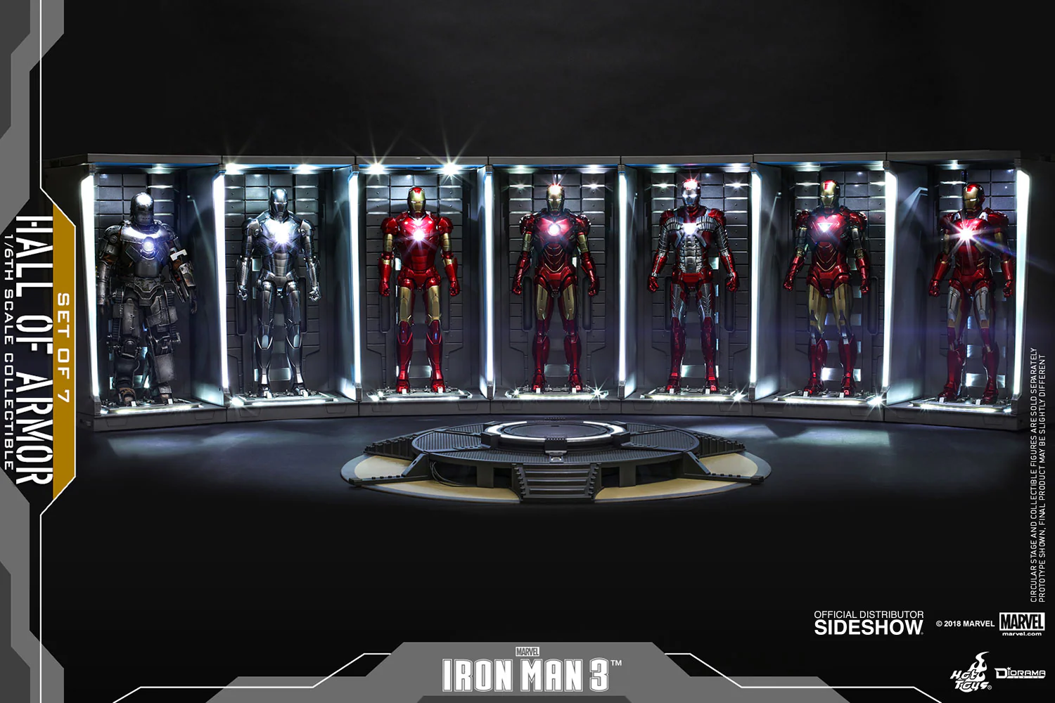 HOT TOYS - Marvel - Iron Man 3 - Hall of Armor Set of 7 - 1:6 Scale Accessory - Image 3