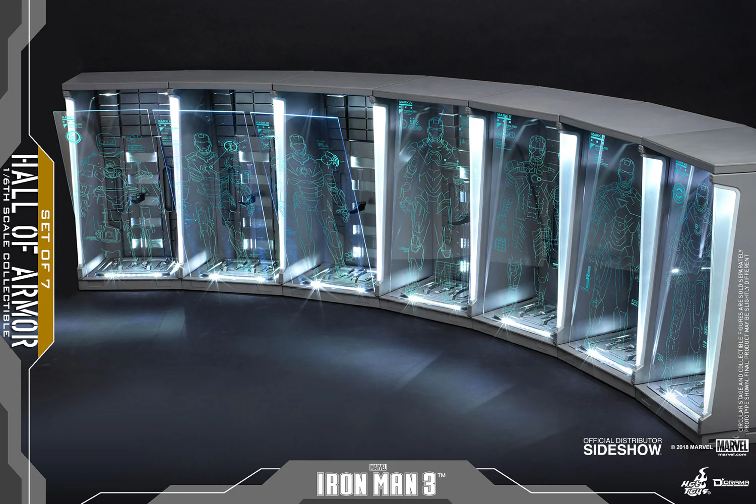 HOT TOYS - Marvel - Iron Man 3 - Hall of Armor Set of 7 - 1:6 Scale Accessory - Image 4