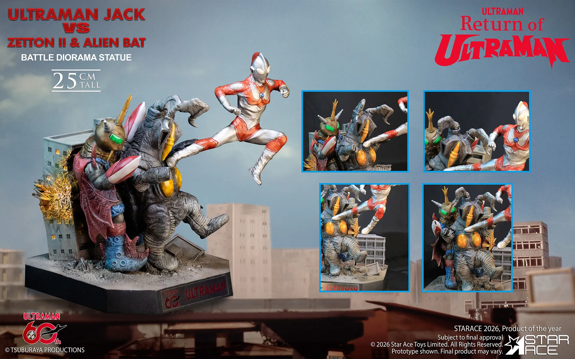 STAR ACE - Ultraman Jack Vs Zetton Ii & Alien Bat Battle Scene Diorama Resin Statue - Image 3